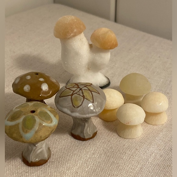 unbranded vintage Other - 8 vintage mushroom figurine SET stone boho art painted ceramic LOT 70s MCM lot